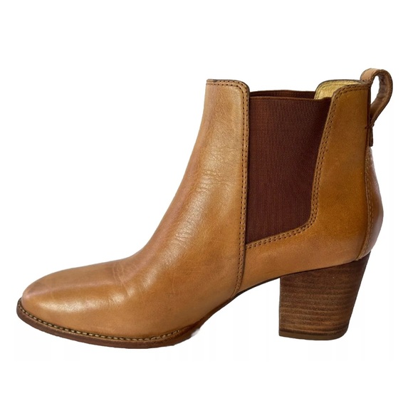 Madewell Womens 7.5 Pull On Chelsea Ankle Bootie Cognac Leather Distress Western - Picture 9 of 12
